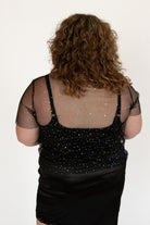 Extended Sizes Mesh Holo Dot Short Sleeve Top