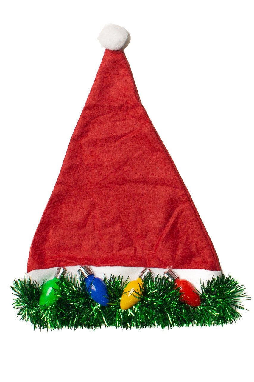 Jumbo Christmas Bulb Tinsel Santa Hat