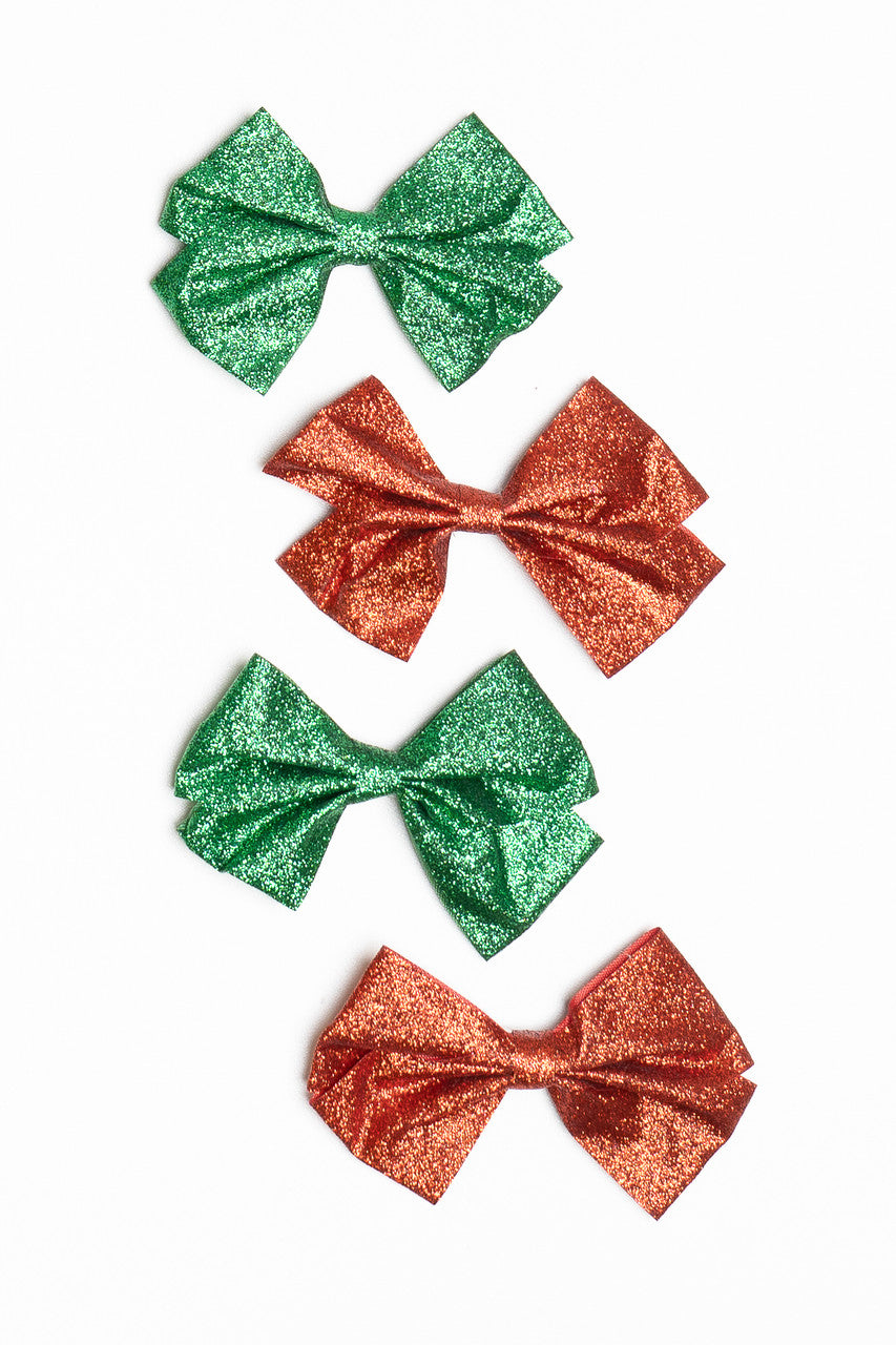 Glitter Bow Hair Clips