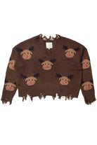 Reindeer Pals Distressed Sweater