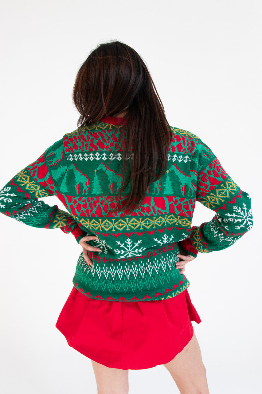 Giraffe by the Tree Christmas Sweater