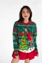 Giraffe by the Tree Christmas Sweater