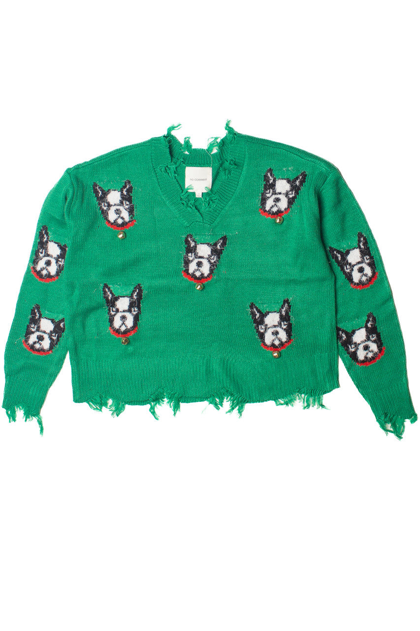 Boston Terrier Bell Distressed Sweater