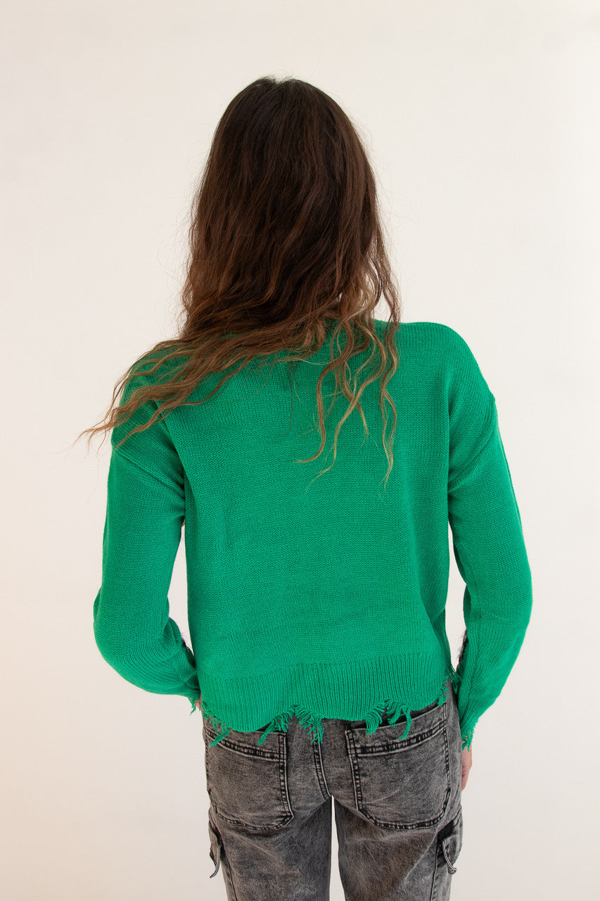 Boston Terrier Bell Distressed Sweater