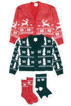 Fair Isle Fuzzy Cardigans With Matching Socks