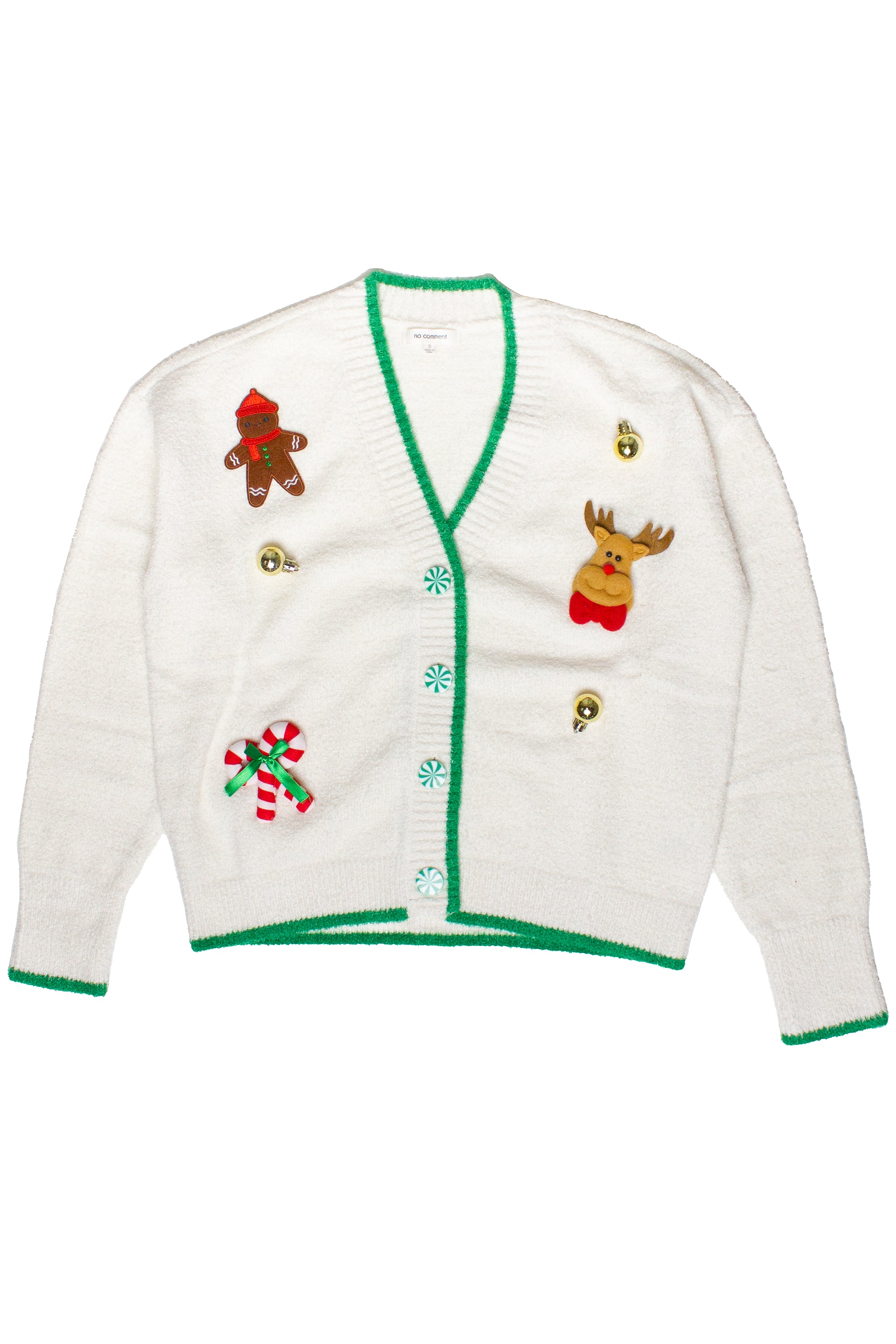 Christmas Ornament Cardigan - White