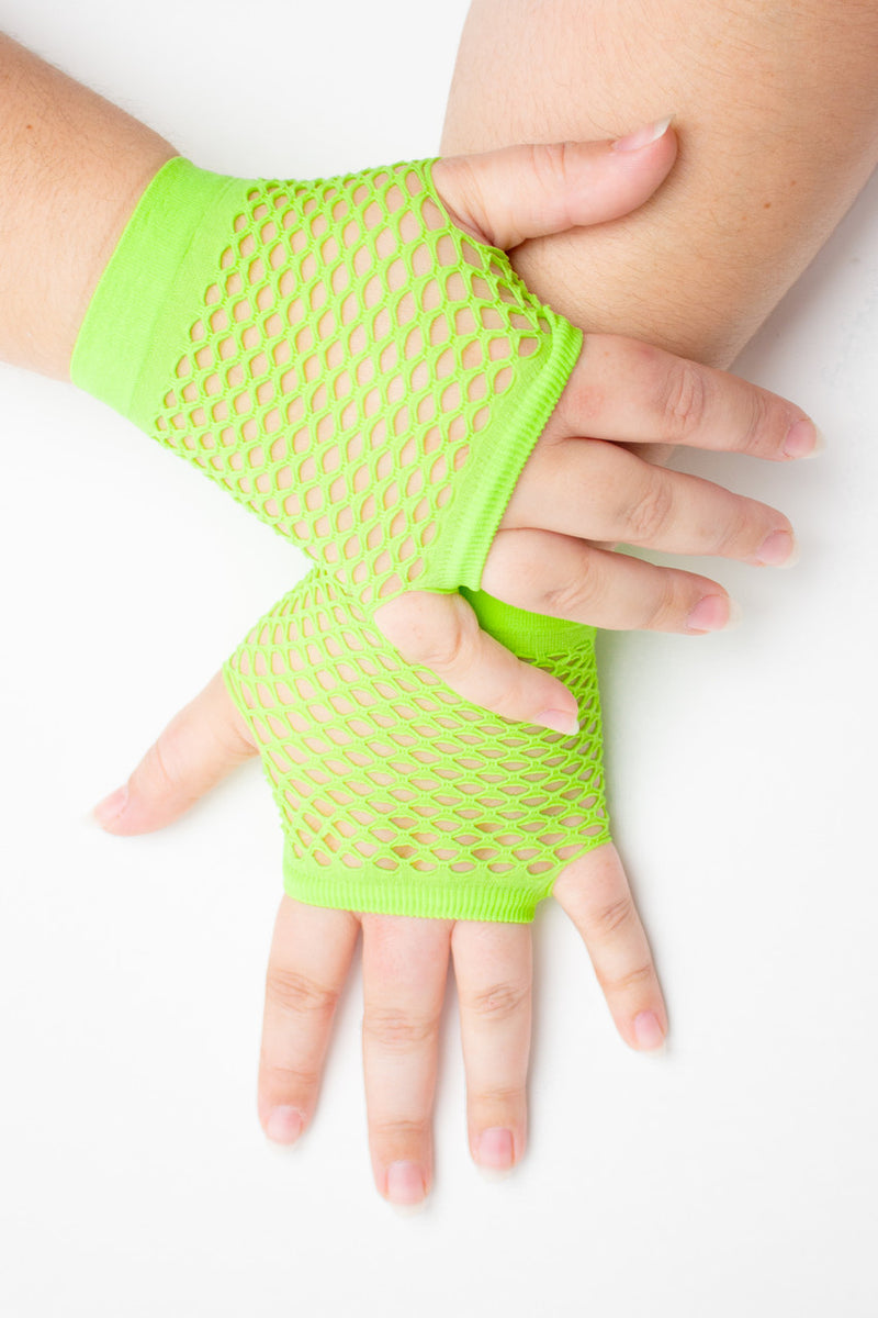 Neon Green Fingerless Fishnet Gloves – Ragstock