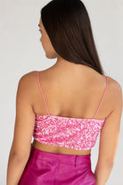 Pink Velvet Sequin Crop Cami