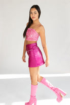 Pink Velvet Sequin Crop Cami