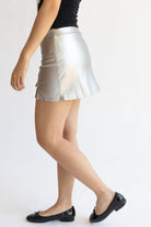 Metallic Mini Slit Skirt