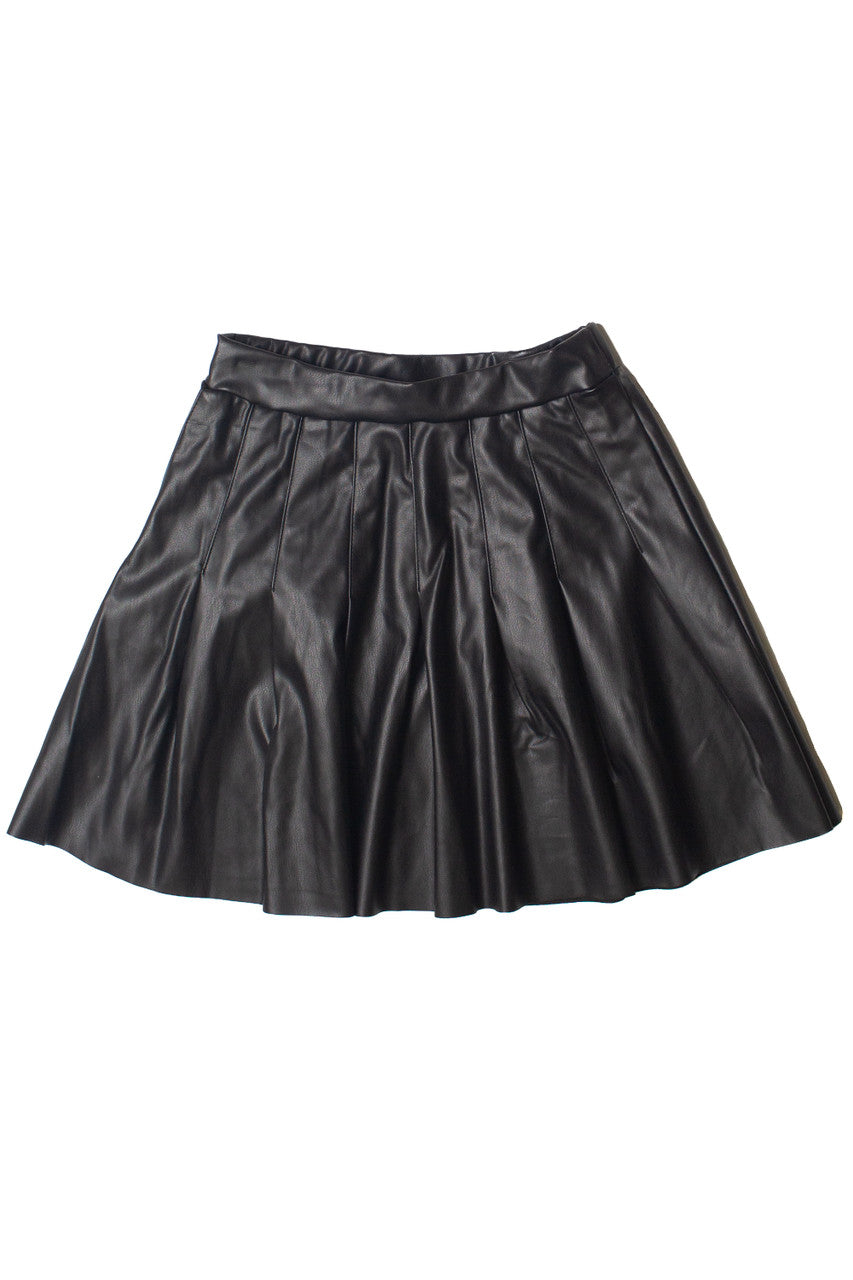Pleated Pleather Skirt