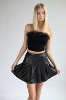 Pleated Pleather Skirt