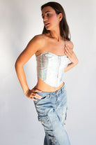 Metallic Corset Style Strapless Top