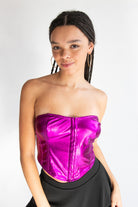 Metallic Corset Style Strapless Top