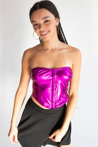 Metallic Corset Style Strapless Top