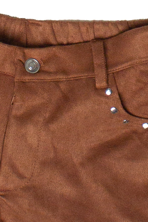 Faux Suede Nailhead Stud Mini Shorts