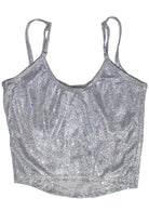 Holographic Glitter Bustier Top - Silver