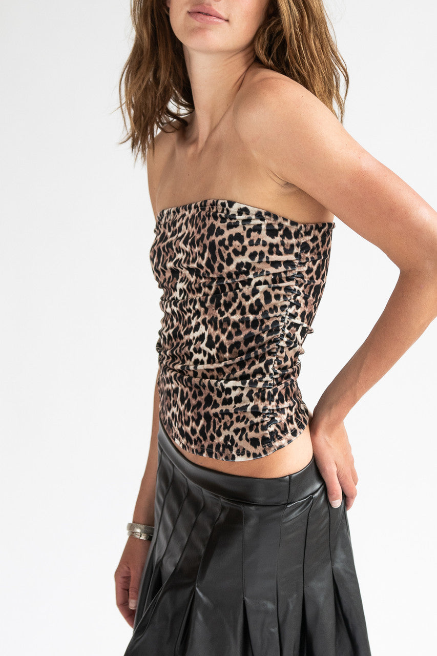 Velour Ruched Side Tube Top