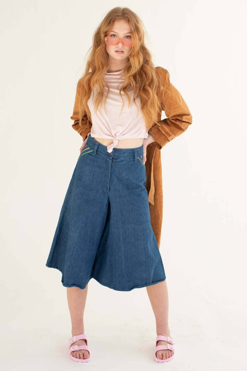 1970s Rainbow Stripe Wide Leg Denim Jeans 705 (sz. Kid's 11)
