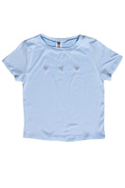 Embroidered Rainbow Hearts T-Shirt - Light Blue