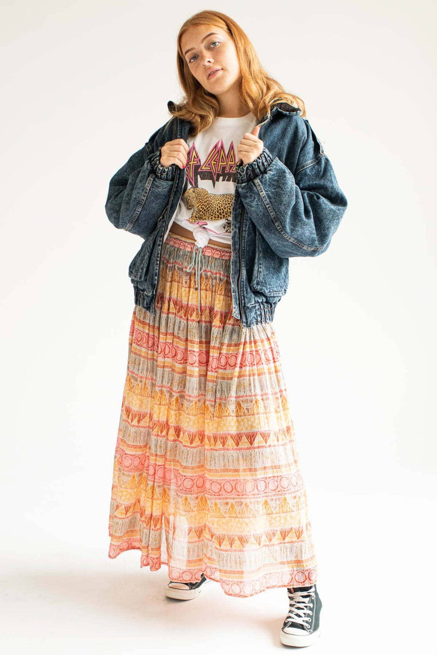 Vintage Pastel Hippie Maxi Skirt 505