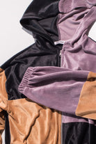 Black Color Blocked Zip Up Hoodie