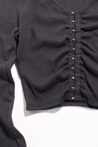 Black Hook & Eye Ribbed Long Sleeve Crop Top