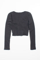 Black Hook & Eye Ribbed Long Sleeve Crop Top