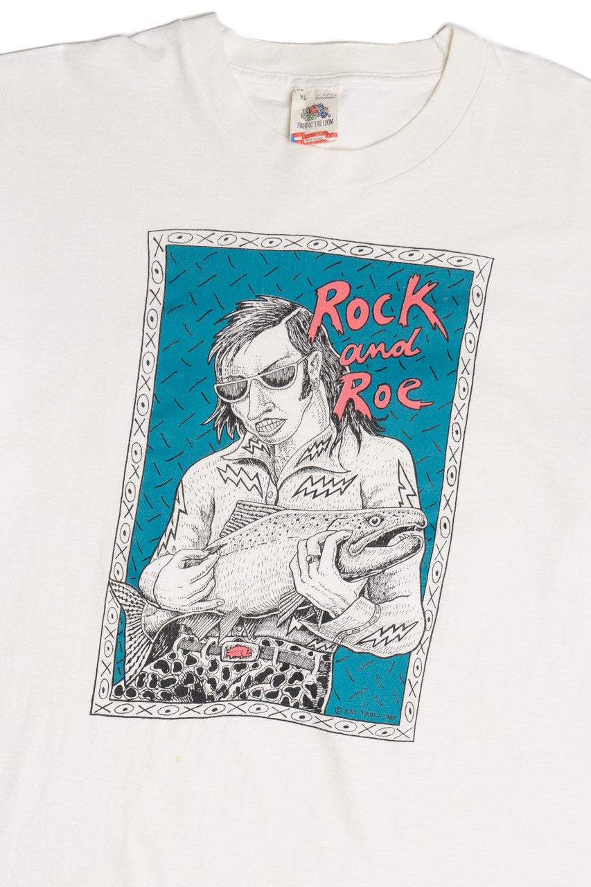 Vintage Ray Troll "Rock And Roe" Illustration T-Shirt