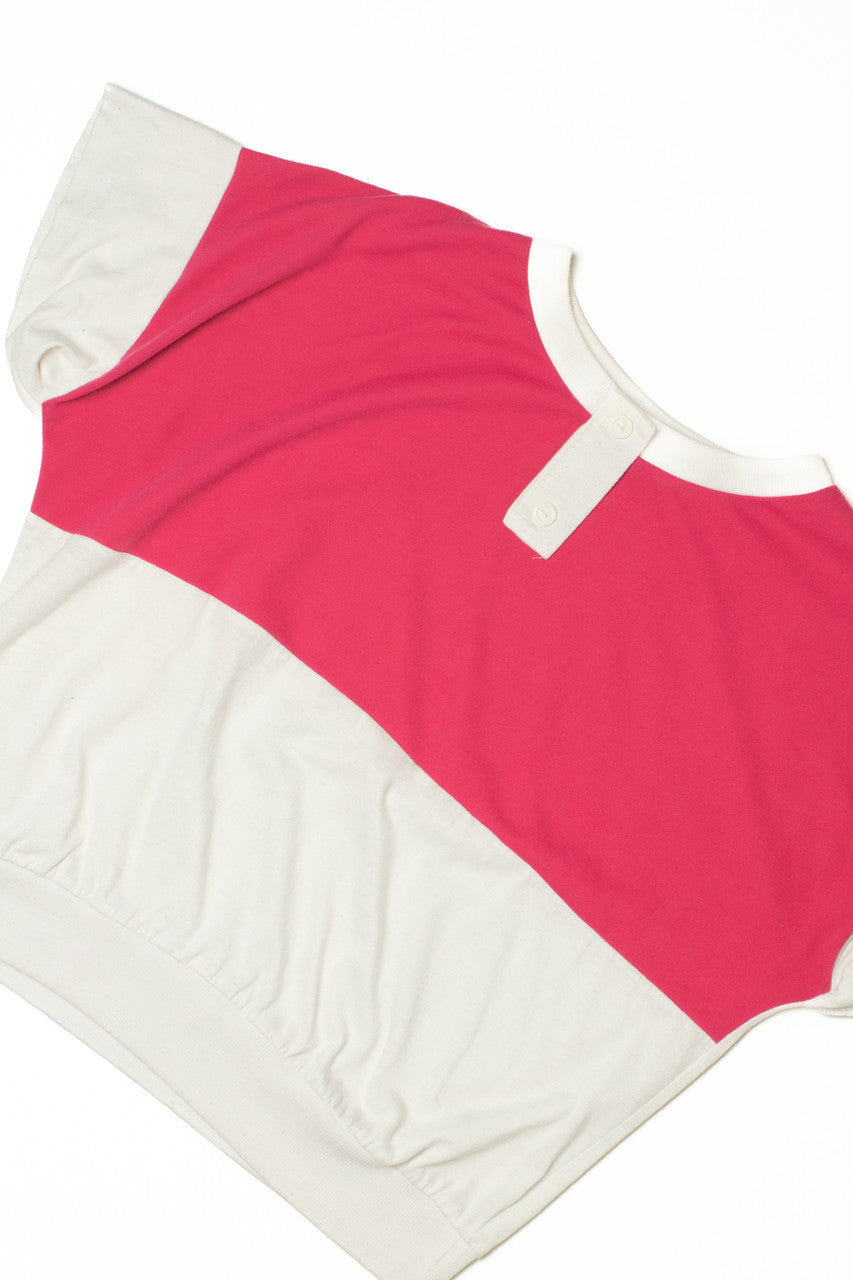 Vintage Pink And White Button Down Booth Bay T-Shirt