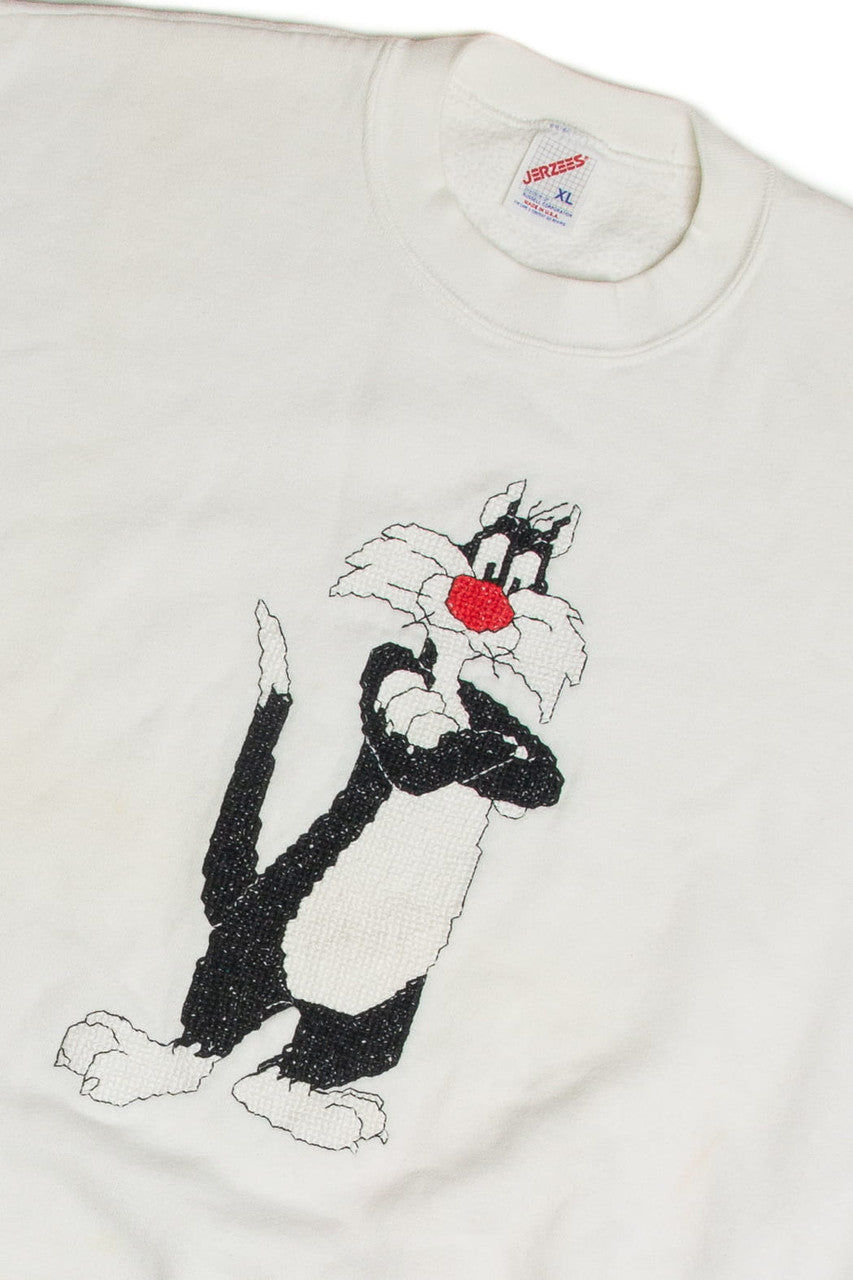 Vintage Cross Stitched Looney Tunes Sylvester Sweatshirt