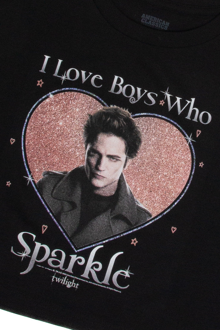 I Love Boys Who Sparkle Twilight Crop Tee