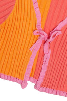 Sherbet Color Block Tie Front Cardigan