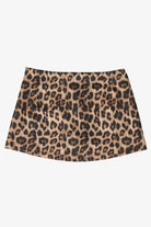 Brown and black leopard print A-line mini skirt