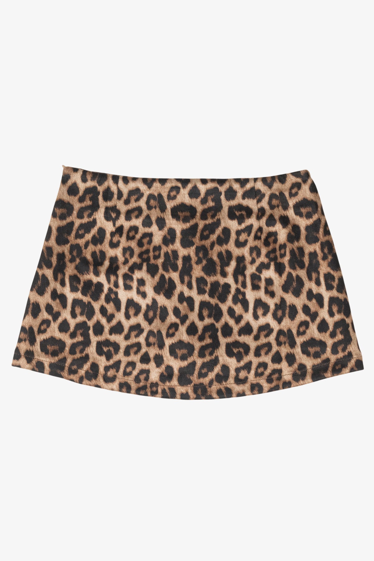Brown and black leopard print A-line mini skirt