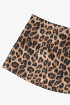 Brown and black leopard print satin mini skirt detail