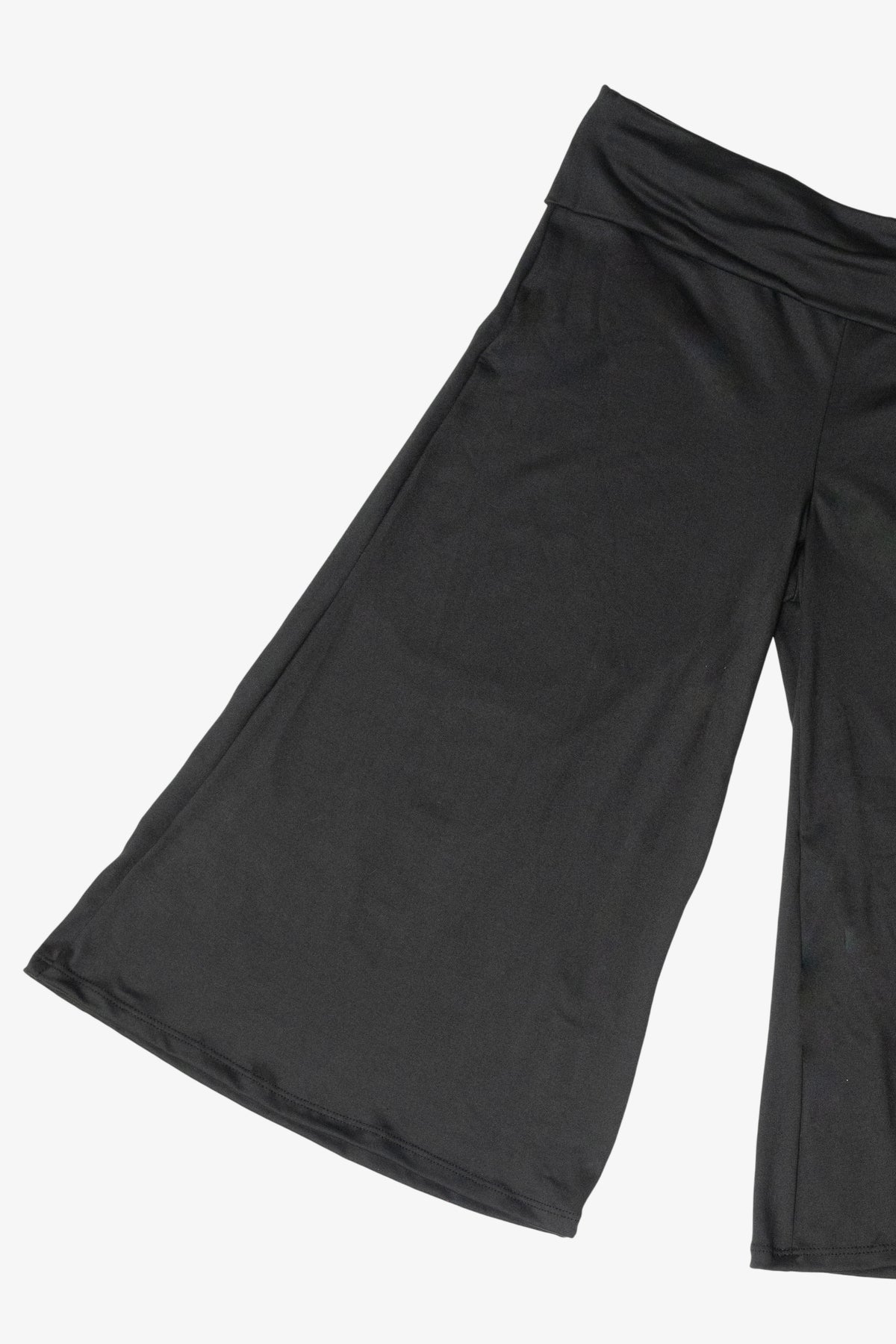 Black wide-leg culottes with a foldover waistband