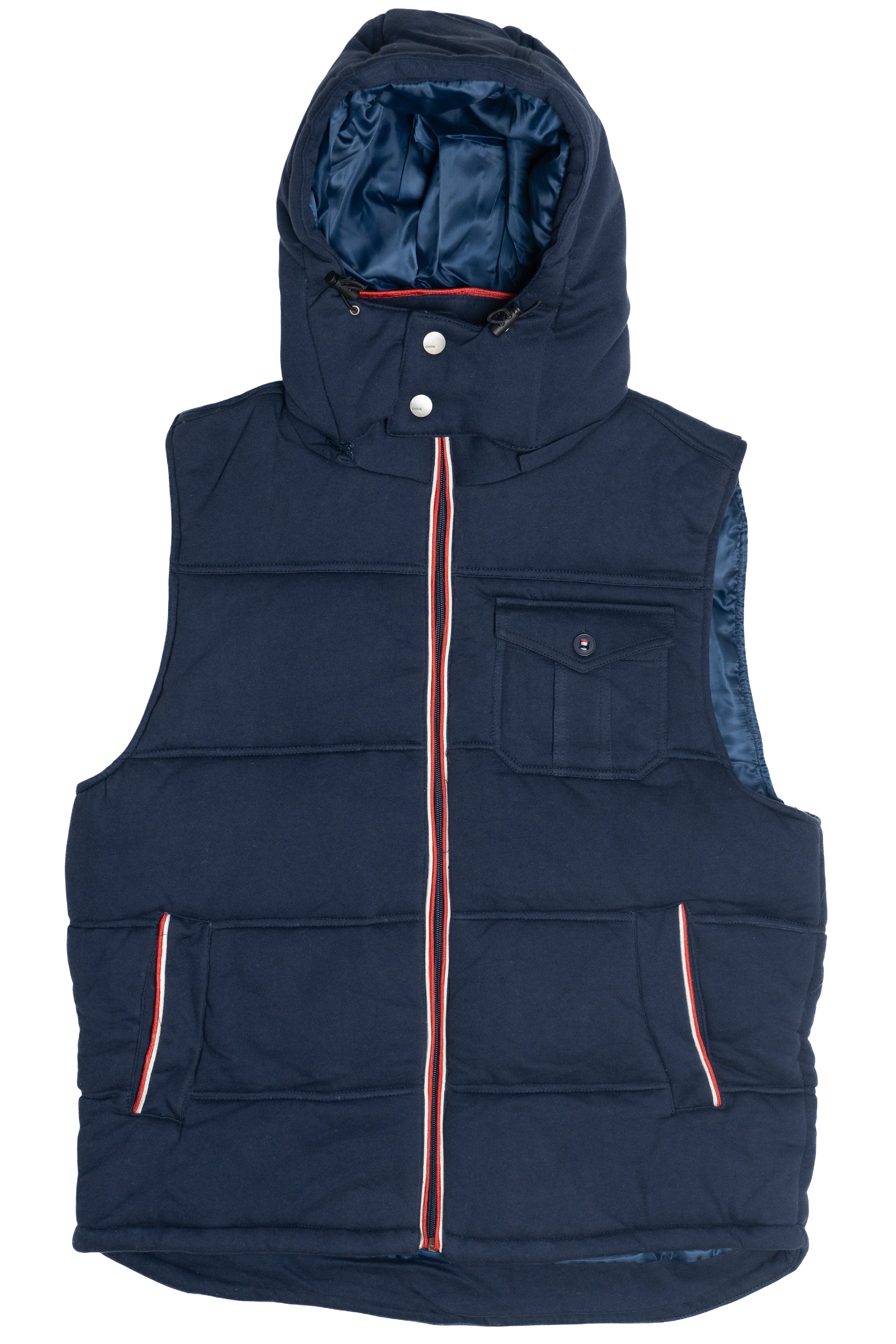 Contrast Seam Removable Hood Puffer Vest