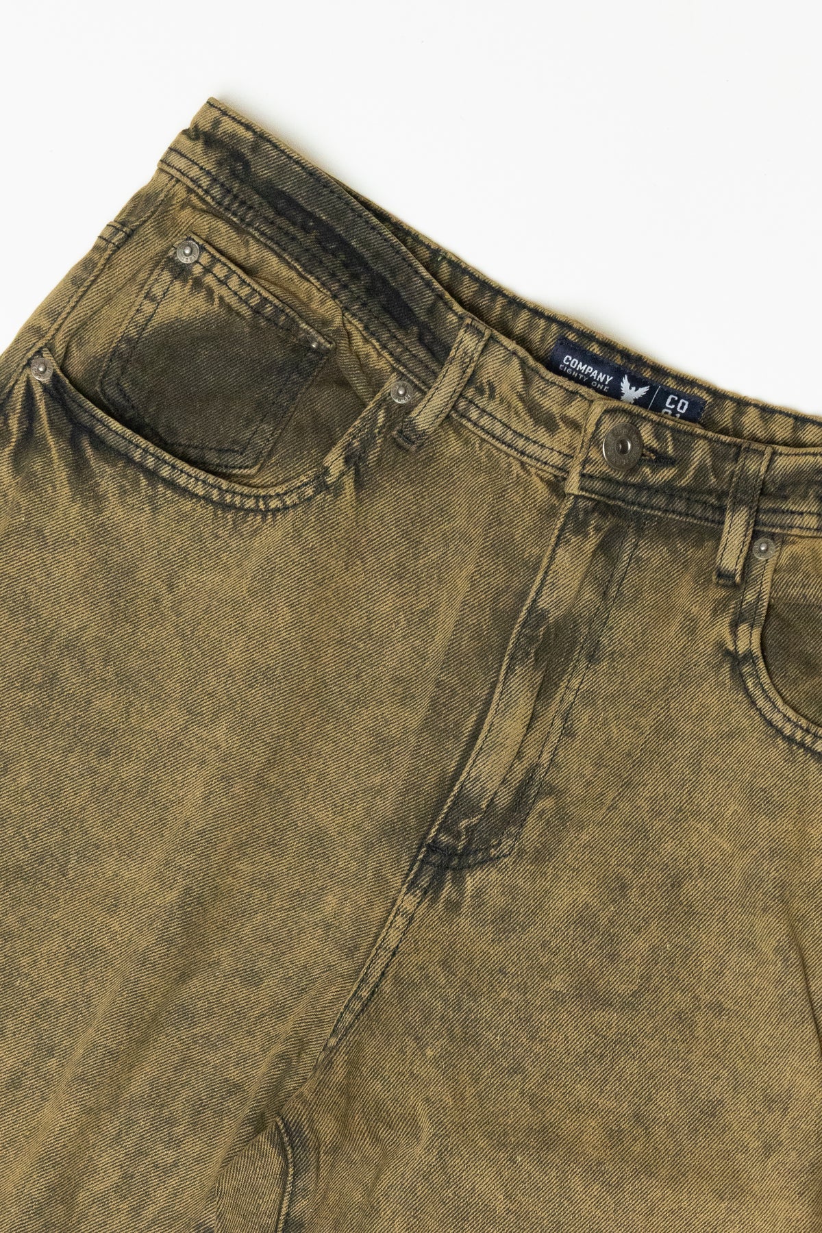 Company Eighty One acid-washed yellow denim jeans waistband with front pockets