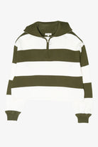 Quarter Zip Striped Polo Sweater