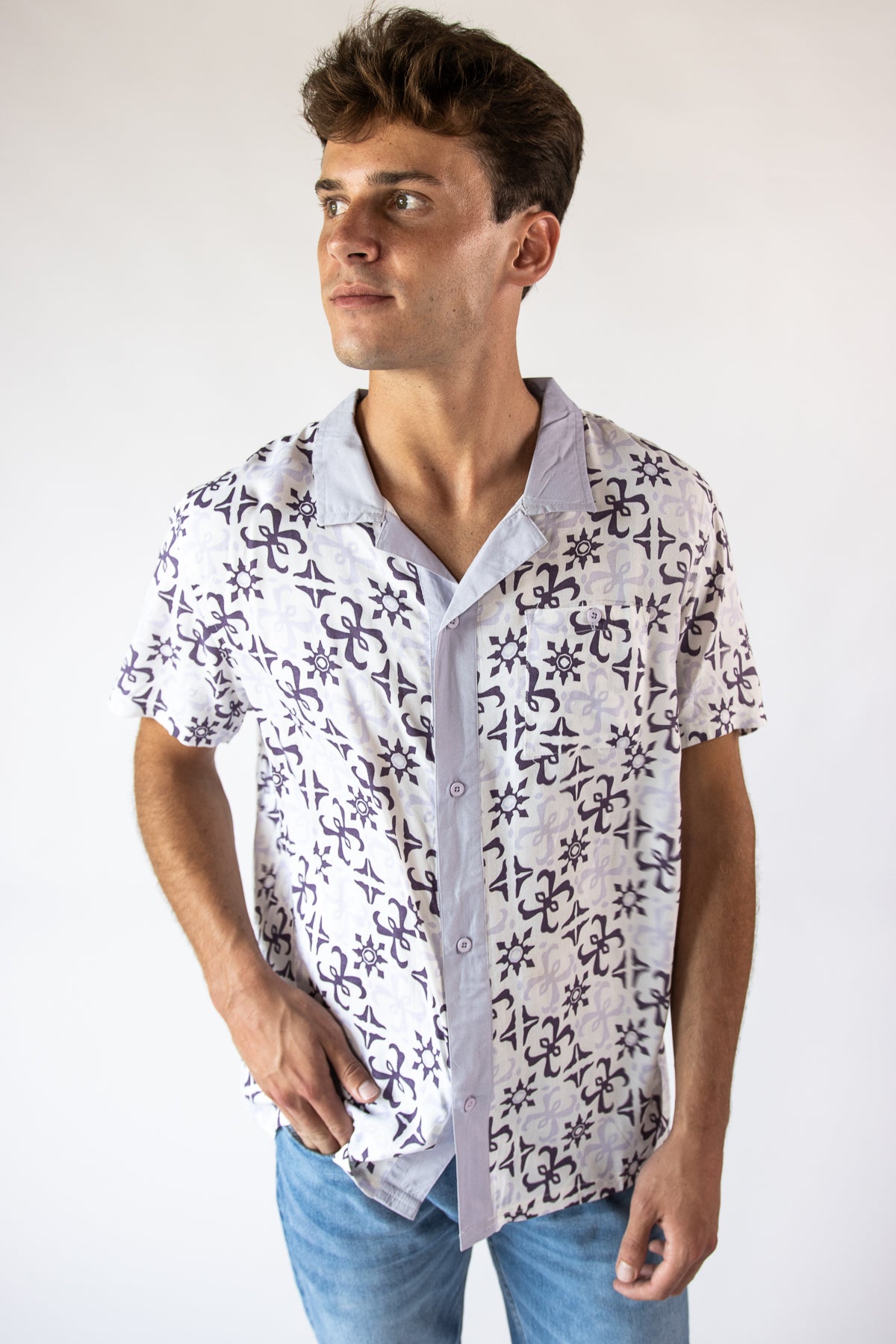 60s Print Button Up