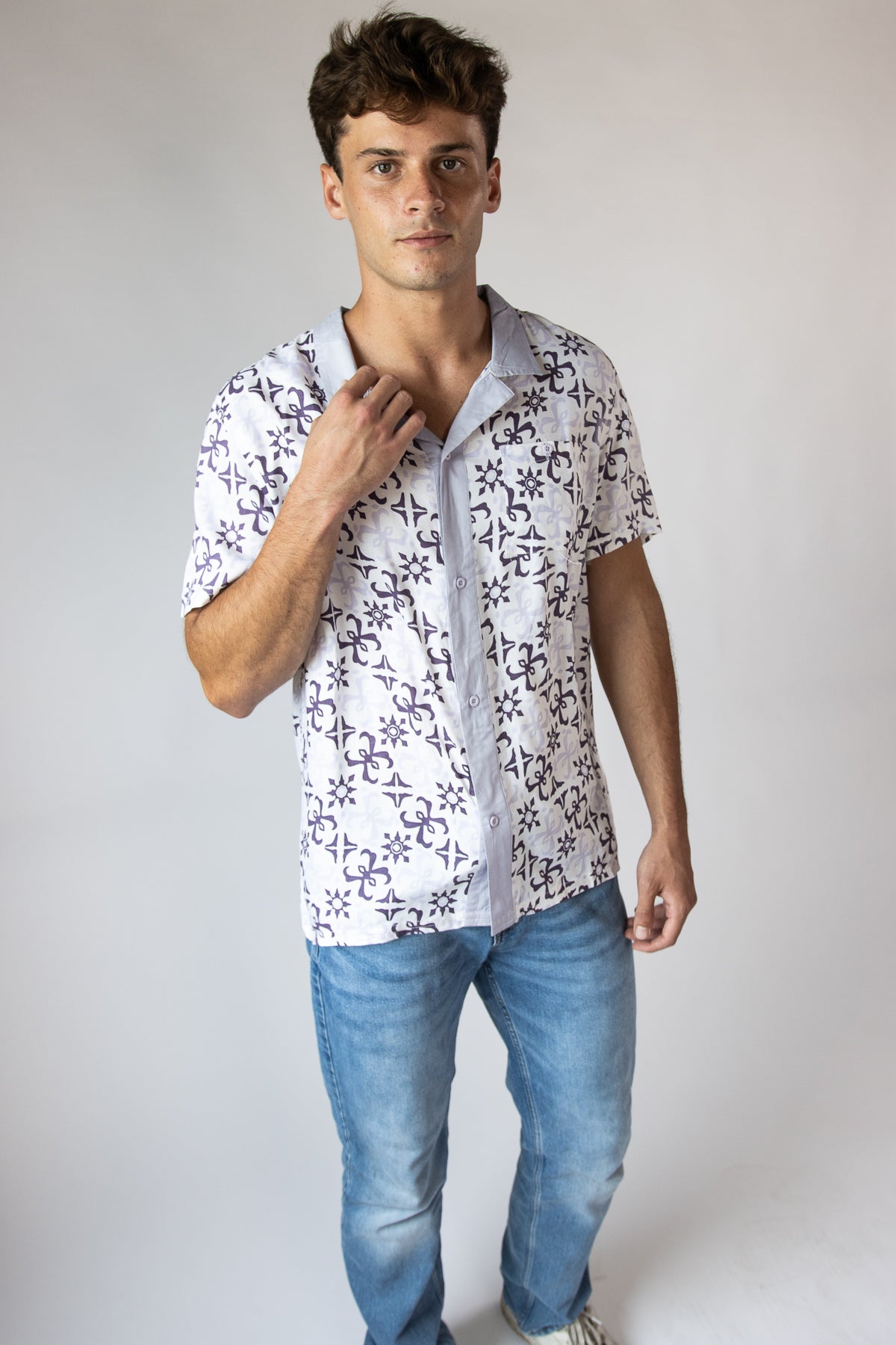60s Print Button Up