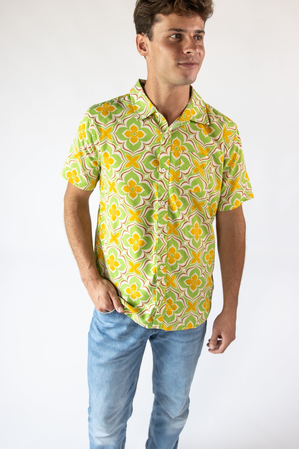 60s Print Button Up