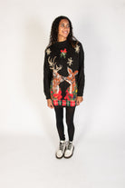 Reindeer Kiss Under Mistletoe Vintage Ugly Christmas Sweater 61736