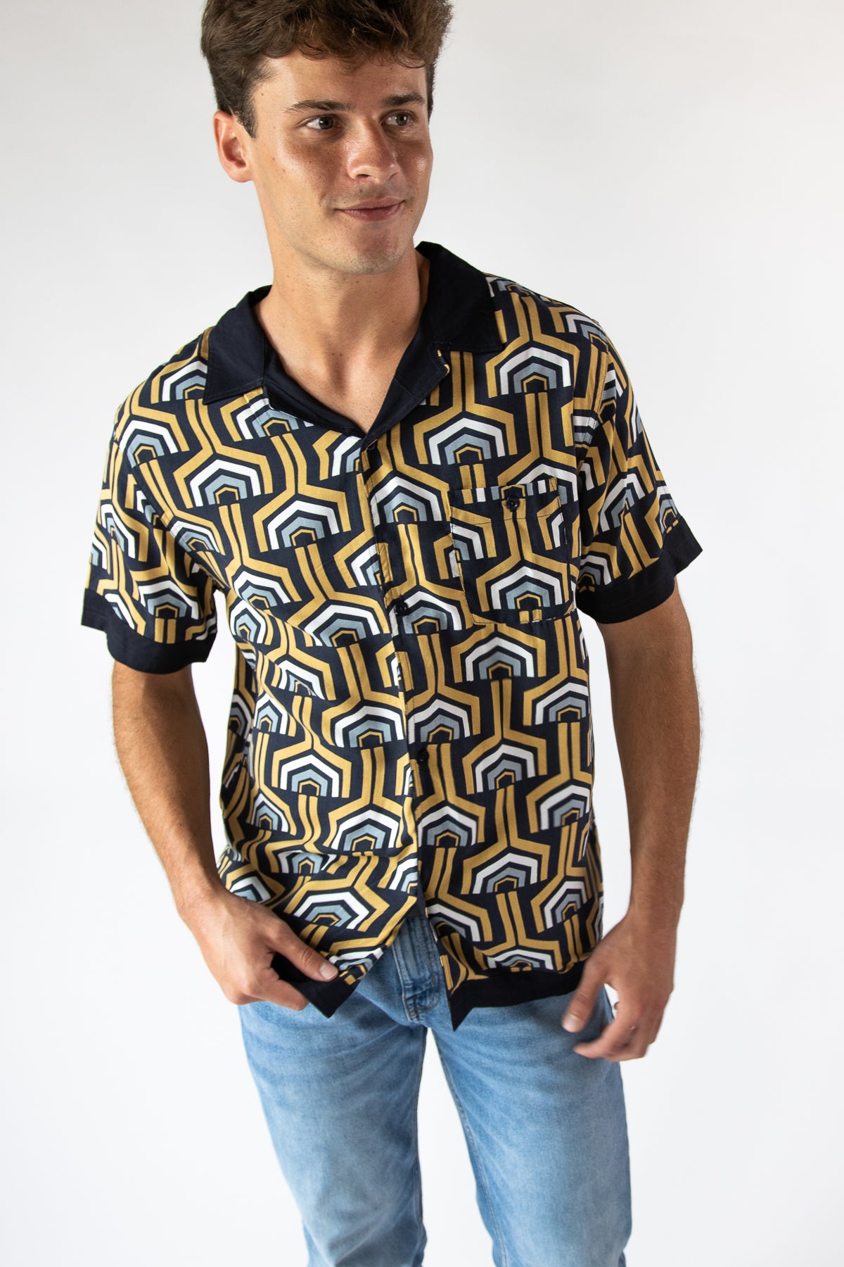 70s Print Button Up
