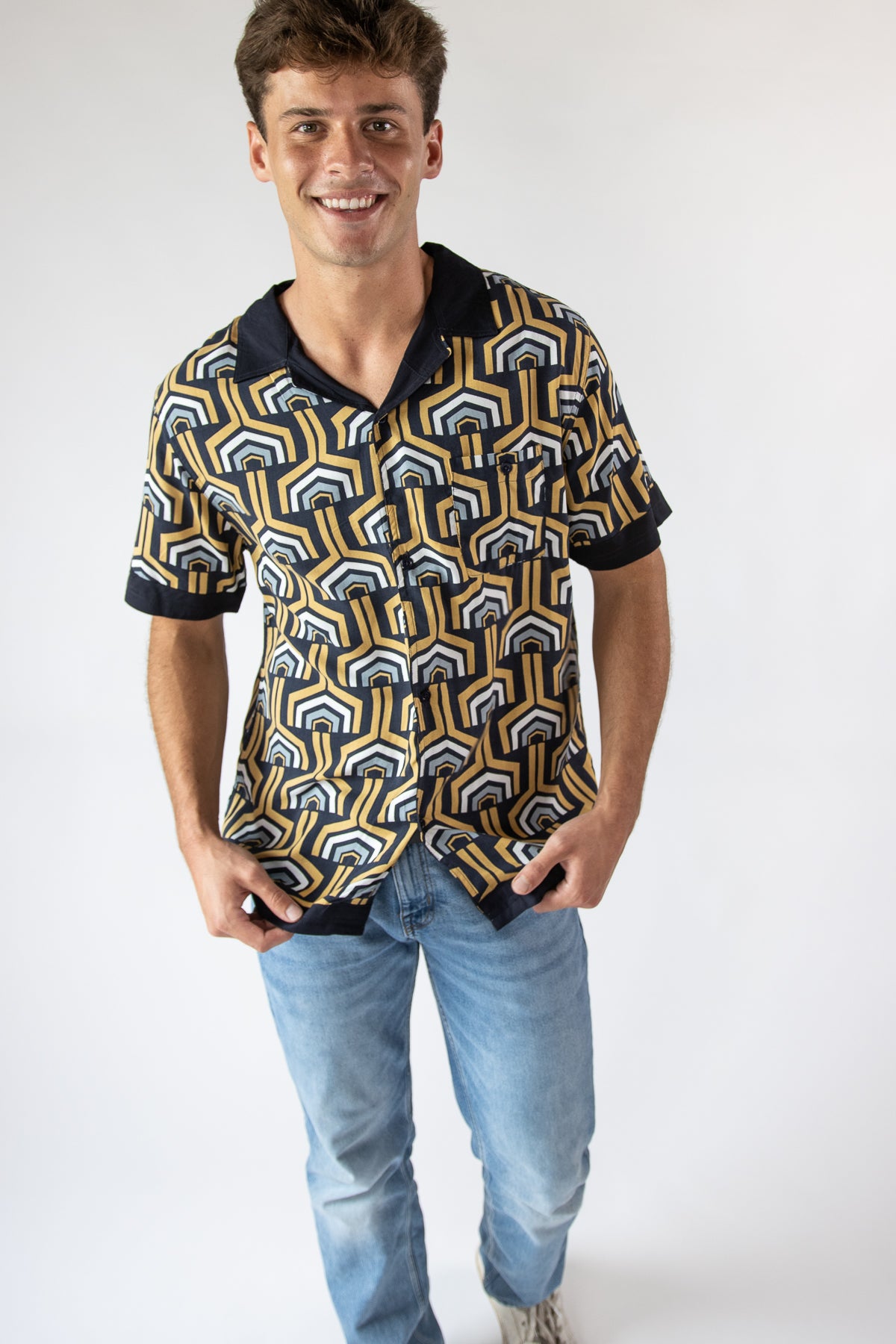 70s Print Button Up