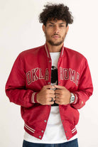 80s Cherry Red Oklahoma Satin Starter Jacket