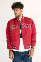 80s Cherry Red Oklahoma Satin Starter Jacket