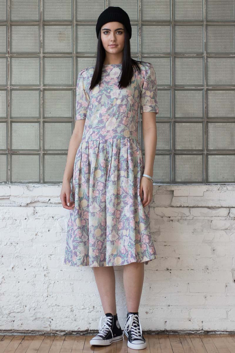 Vintage Purple Floral House Dress