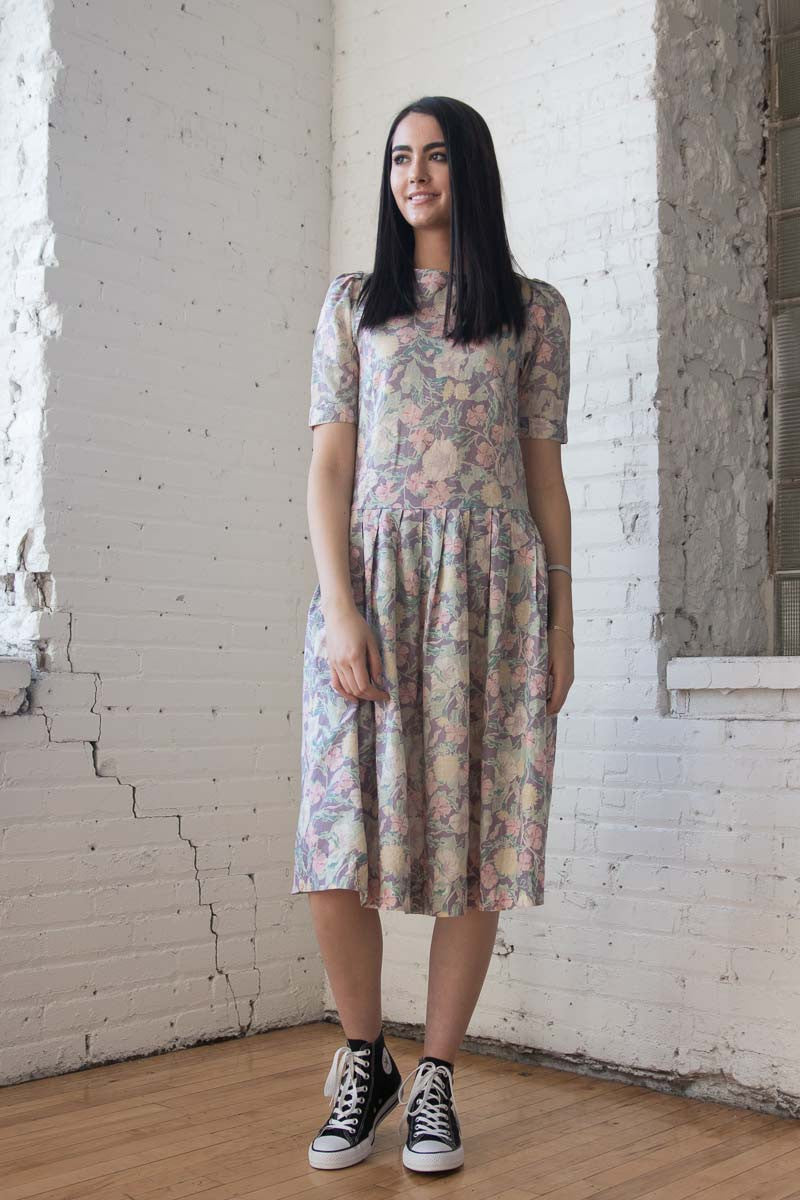 Vintage Purple Floral House Dress
